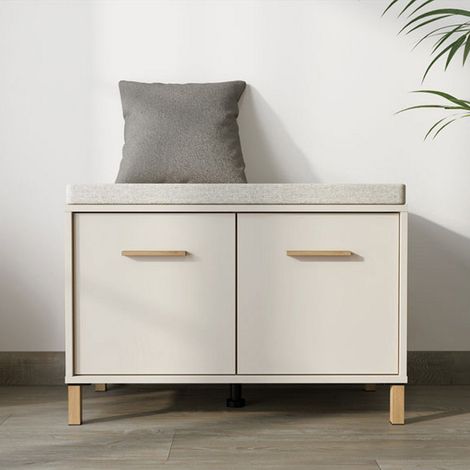 Eingangsschrank Marciana, ein Regal, 2 Türen, 2 Fächer, 80x40x57h cm, Cremeweiß (1/5)