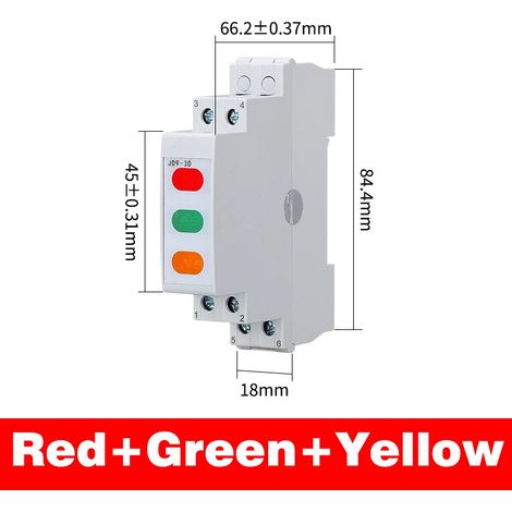 (Tricolore AC/DC 24 V) Boîtier de distribution sur rail DIN, voyant d'alimentation, voyant de signalisation LED 220 V/24 V, format fin, monop. Voyants d'avertissement rouge et vert. Affichage (1/5)