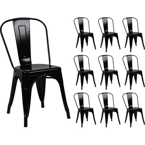 Pack 10 Sillas Apilables Industriales de Acero 45x45x85cm Thinia Home (1/5)