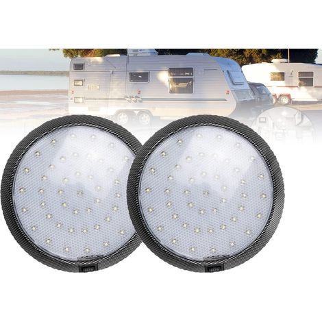 Confezione da 4 plafoniere a LED da 12V con 46 LED per camper, luci interne con interruttore, plafoniere per tetto (guscio in fibra di carbonio) (1/5)