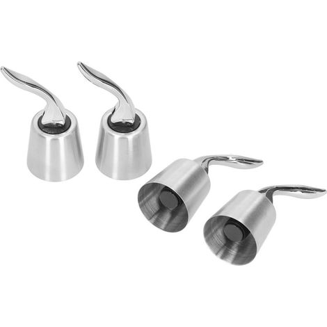 Lot de 4 presse-bouchons pour bouteilles de vin, en acier inoxydable extensible, avec poignée, pour la maison. (1/5)