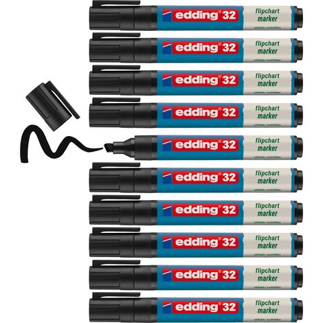edding 32 Marqueur pour chevalets boîte pliante de 10 noir (1/4)