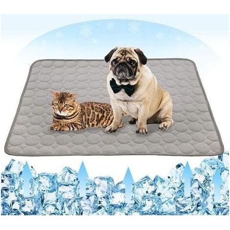 Tapis rafraîchissant d'été pour chiens et chats, en soie glacée, tapis rafraîchissant pour chien, respirant, portable et lavable, couverture rafraîchissante pour animaux de compagnie (28 x 22 pouces (1/4)
