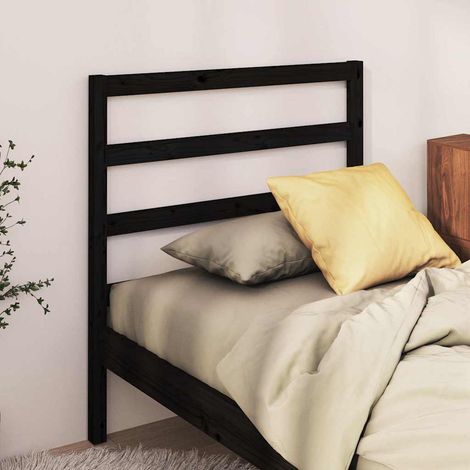 vidaXL Cabecero de cama madera maciza de pino negro 95x4x100 cm (1/5)