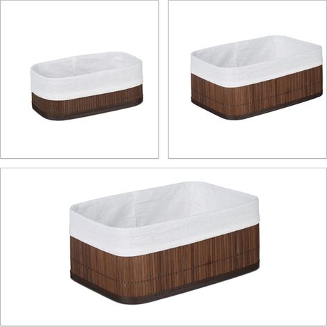 Set de 3 cajas de almacenamiento de bambú prácticas para baño de 8 x 21,5 x 12 cm de bambú natural 130005961 (1/5)