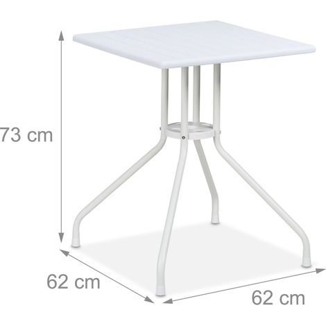 Tavolo da giardino quadrato di design moderno 80 x 80 x 74 cm per 4 persone in plastica bianca 130015783