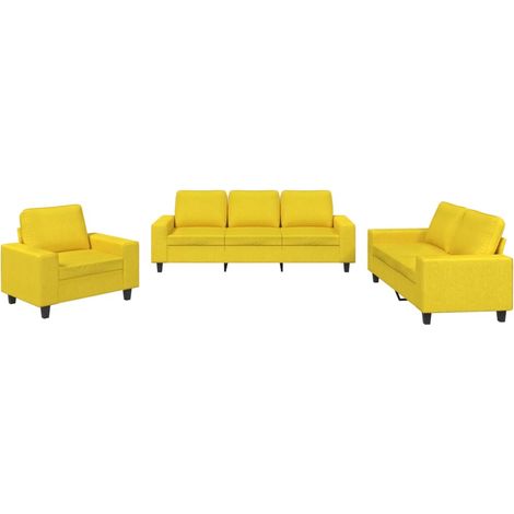Maison Exclusive - Set di Divani 3 pz Giallo Chiaro in Tessuto