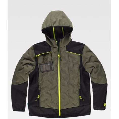 Chaqueta acolchada Future con capucha WF3020 WORKTEAM S Verde caza+Negro+Amarillo Fluor