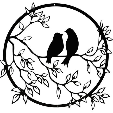 Métal Oiseau Décoration Murale Décoration Oiseau en Métal Branche, Décoration Murale en Fer Forgé Silhouette Oiseau Art Déco, Convient pour Salon, Jardin, Chambre, Bureau Mur (Noir)…，