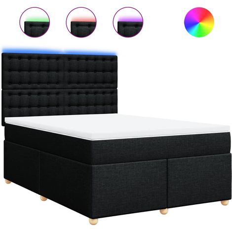 Maison Exclusive - Giroletto a Molle con Materasso Nero 140x200 cm in Tessuto