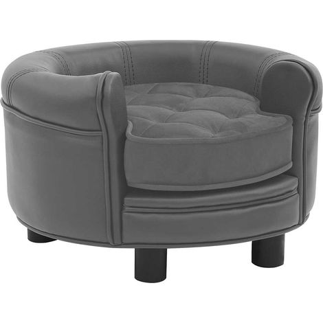 Sofá para perros felpa y cuero sintético gris 48x48x32 cm vidaXL (1/5)