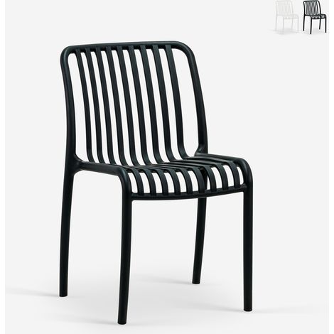 Silla de jardín exterior moderna de polipropileno blanco y negro Sawas - Negro (1/5)