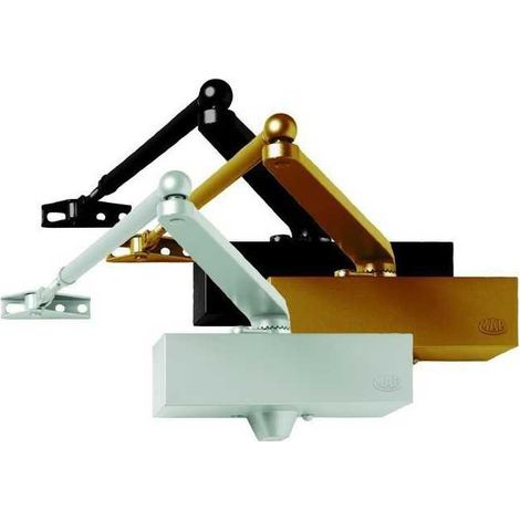 Assa Abloy MAB 502 BR Chiudiporta aereo con arresto in bronzo corpo in ghisa braccetto in acciaio meccanismo a pignone e cremagliera colore Bronzo (1/2)