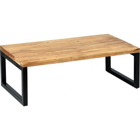 BOWNA - Table Basse en Acacia Massif et Métal Noir