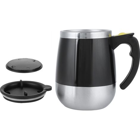 Tasse à café électrique automatique en acier inoxydable, agitateur intégré pour lait, idéale bureau et maison. (1/5)