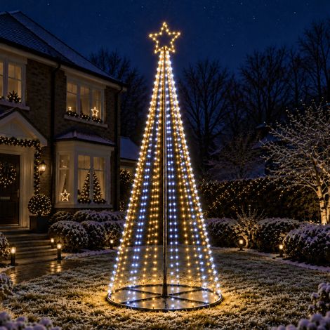 3m Light up Christmas Pyramid Cone Tree with 997 White & Warm White LEDs (1/5)