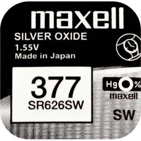 Maxell 1 pièce Batterie 377 SR626SW oxyde d'argent SR66 1.55V
