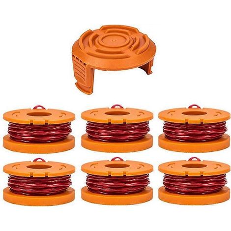 Pièces détachées pour tondeuses à gazon compatibles avec Worx WG150, WG151, WG163 et G165 : bobine de 6 pièces + 1 capuchon, WA0010+WA6531 (1/4)