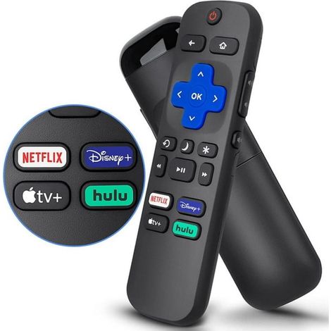 Télécommande de remplacement pour téléviseurs Roku TCL, Philips, JVC, RCA, Magnavox, Sanyo, LG, Haier Roku, avec boutons Apple TV+, Netflix, Disney+, Hulu (1/5)
