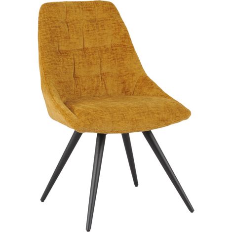 Chaise rotative 180° tissu doux jaune et pieds métal noir - ATLANTIS (1/5)
