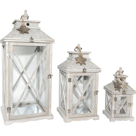 TrendLine Holzlaterne 68 x 29 x 29 cm grau Einzelne Laterne