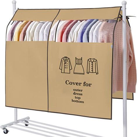 FENOPLASTICAHousses anti-poussière pour suspendre des vêtements avec fenêtre transparente 120 x 110 cm avec sangles pour penderie et cintre au sol (1/5)