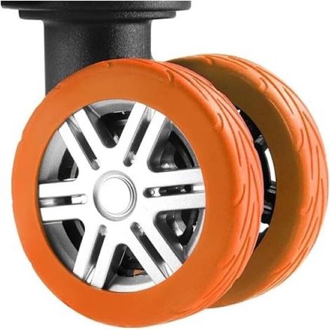Protections de roues de valise améliorées (8 pièces) en silicone résistant à l'usure et insonorisant, pour roues de 5 à 6 cm, orange (1/5)
