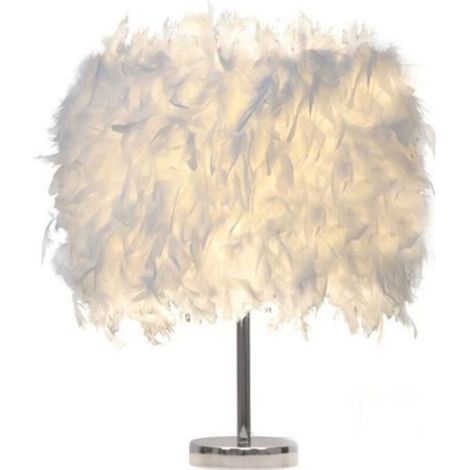 Lampe de chevet vintage ACKERMAN en plume blanche (1/4)