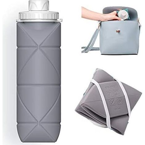 Zusammenfaltbare, BPA-freie Silikon-Trinkflasche für Fitnessstudio, Camping und Wandern – leicht und robust - Crezuo