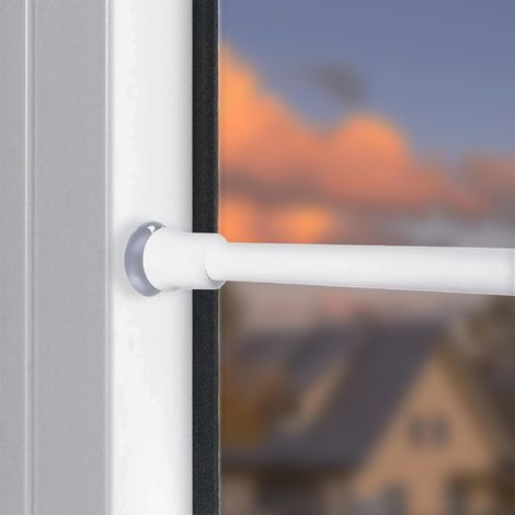 Tringle à rideaux bistro, sans perçage, avec ventouses et vis, en acier peint, blanc, 30-45 cm (1/5)