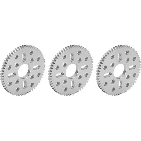Pignon droit (3 pièces) : 4 trous longs, 12 trous ronds, module 0,8, alésage central de 14 mm, épaisseur de 4 mm (4312-0414-0058) (1/5)
