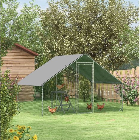 Recinto per galline in acciaio 300 x 200 x 200 cm con copertura e porta OKMYHOME (1/5)