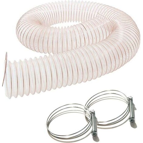 Tuyau Flexible Aspiration de Poussières et Copeaux en PU Acier Cuivré - 2,5M - D.100mm - Épaisseur 0,4mm - Antistatique - Inclut 2 Colliers de Serrage