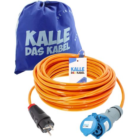 Kalle Adapterkabel Schuko 2,5mm² auf CEE 230V Extreme Signal Orange IP44 25 Meter