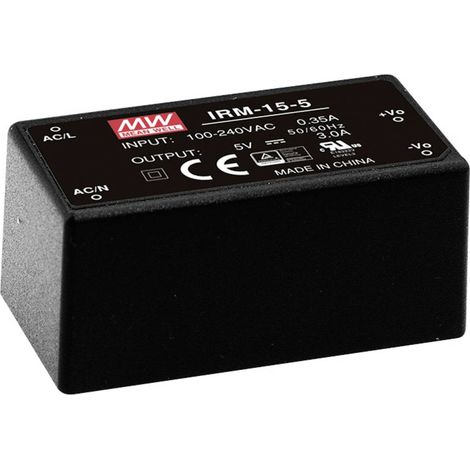 MW Mean Well IRM-15-12 Alimentatore da circuito stampato AC / DC 12 V/DC 1.25 A 15 W