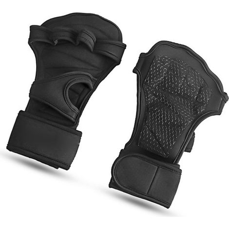 Gewichtheberhandschuhe aus Polyesterfaser, hochdichter Klettverschluss, rutschfest, für Training und Gewichtheben, schwarz, Größe M (1/5)