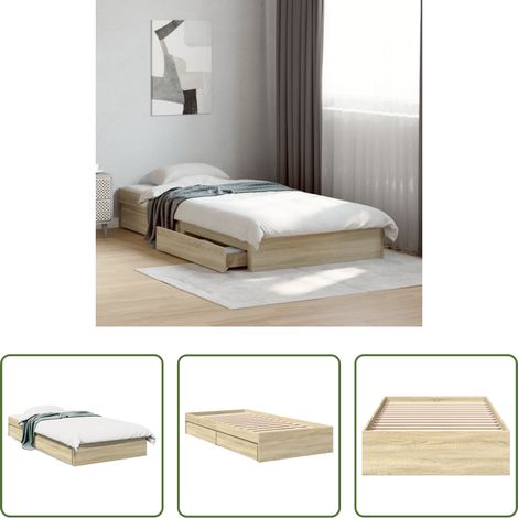 Schubladenbett -  Bettgestell mit Schubladen Sonoma-Eiche 90x200cm Holzwerkstoff (1/5)