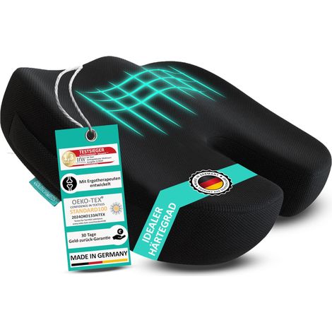 Coussin d'assise orthopédique ergonomique pour la maison, le bureau (chaise de bureau), voiture, yoga, etc. – Soulage le coccyx pour une posture saine – Poids : 50-95 kg (1/5)