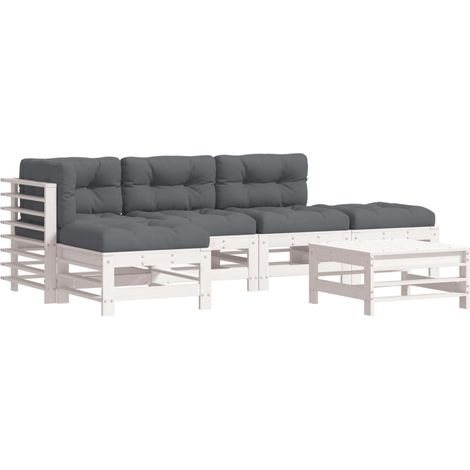 Maison Exclusive - Set Divani da Giardino 6pz con Cuscini in Legno Massello Bianco