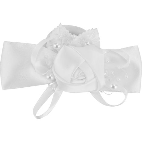 Fleur De Poignet Simulée - Accessoire De Mariage Pour Demoiselle D Honneur - Bracelet Élastique Et Chouchou - Lot De 1 (1/5)