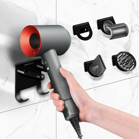 Support de sèche-cheveux Lot de 5 supports muraux pour sèche-cheveux Dyson, support pour sèche-cheveux pour salle de bain - - thsinde (1/5)