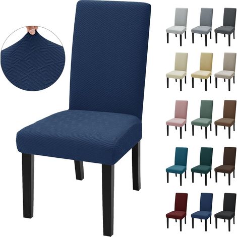 Housse De Chaise 4 Pièces, Housse Chaise Salle À Manger Moderne Élastique Bleu foncé (1/5)