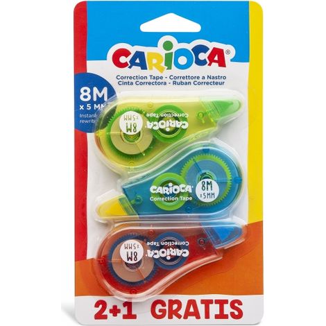 Pack carioca corrector de tape 2+1 - covering - can be rewritten immediately - ideal for any type de paper - color varios