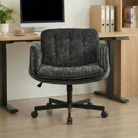 Chaise de bureau pivotante à roulettes, réglable en hauteur, accoudoirs rabattables, charge max 150 kg, couleur noire (1/4)