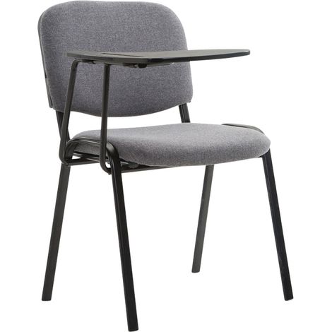 Sedia visitatore con tavolino pieghevole, scrivania in tessuto grigio, supporto in metallo nero BUR10657