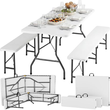 Conjunto Mesa Plegable Con 2 Bancos Para Jardín 180x74x72 cm