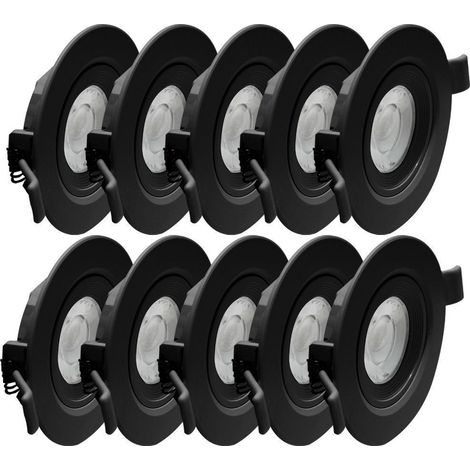 10 Faretti da Incasso LED Neri Asturia Orientabili 7W Eq. 75 W  Température de Couleur: CCT 3 Couleurs (Chaud, Naturel, Froid)