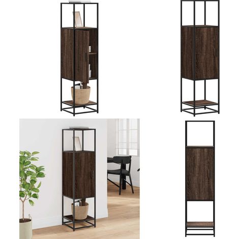 vidaXL Buffet haut chêne marron 35,5x35x139 cm bois d'ingénierie métal (1/5)