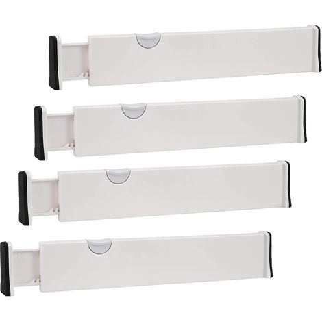 Lot de 4 séparateurs de tiroir en plastique réglables pour rangement de cuisine, chambre à coucher, commode, armoire, bureau Longue 38-54.2cm (1/4)