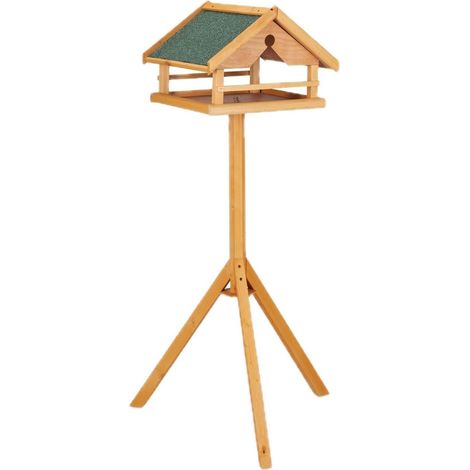 Mangeoire à oiseaux sur pieds jardin 120 x 62 x 55 cm avec fixation supplémentaire design naturel en bois vert (1/5)